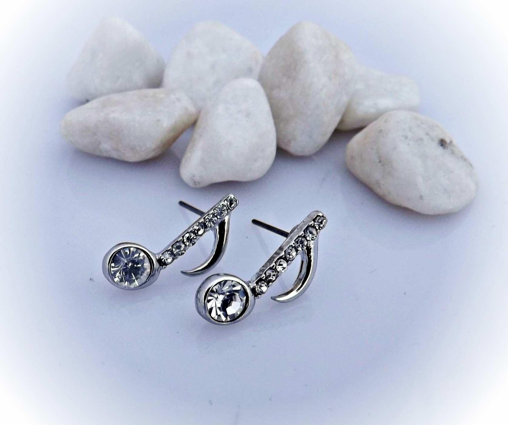Music Notes With Crystal Stone Earrings