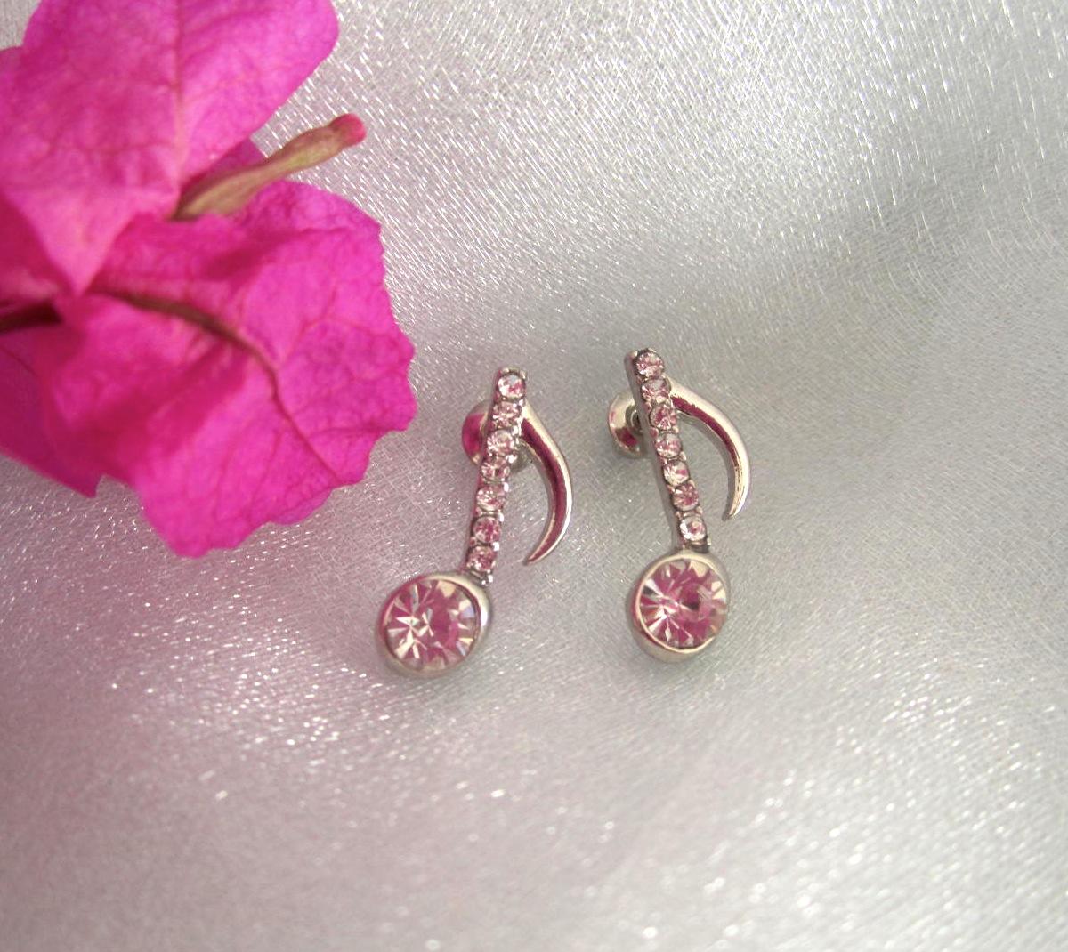 Music Notes With Crystal Stone Earrings