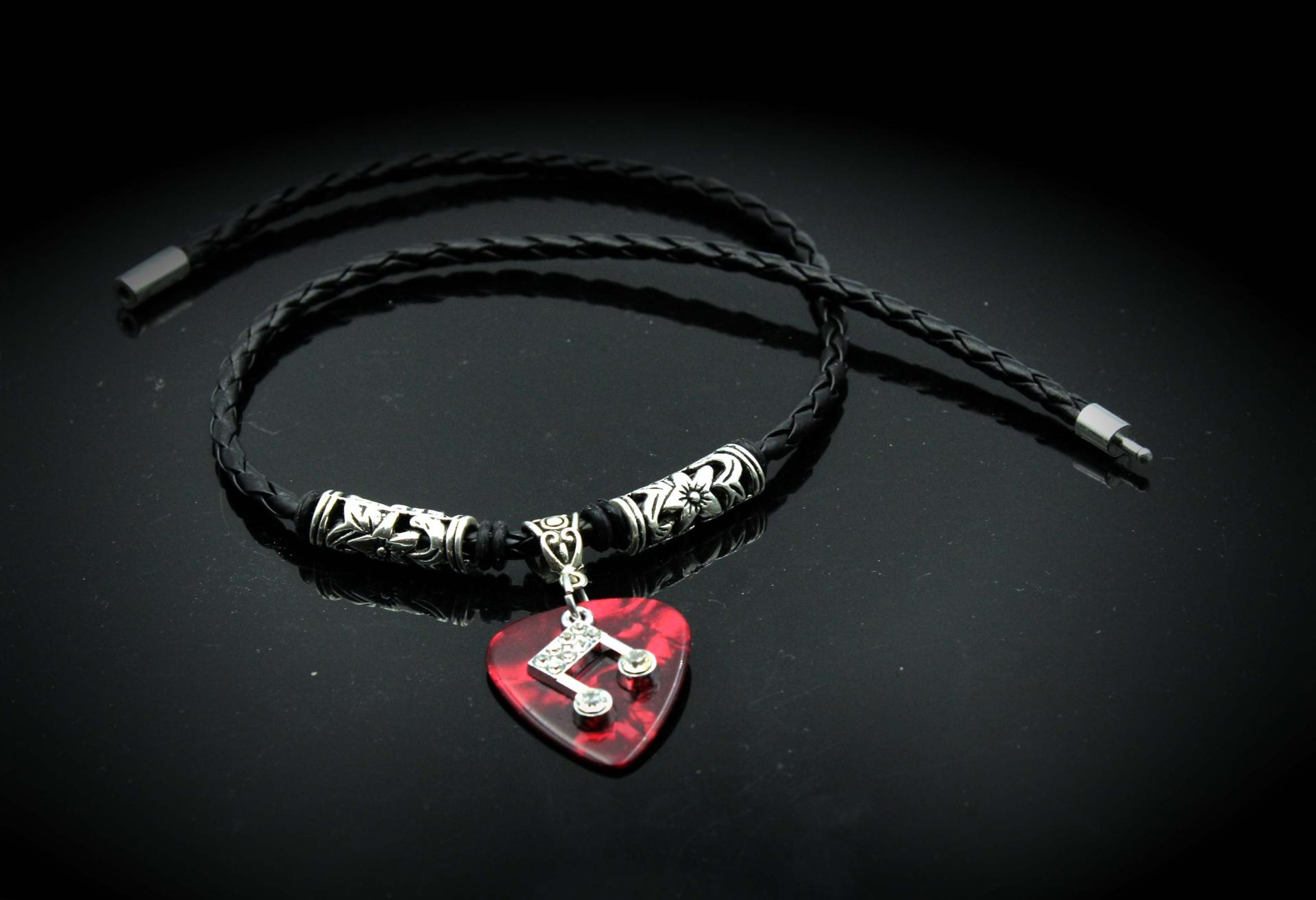 Guitar Pick Necklace with Music Note Charm -Customisable