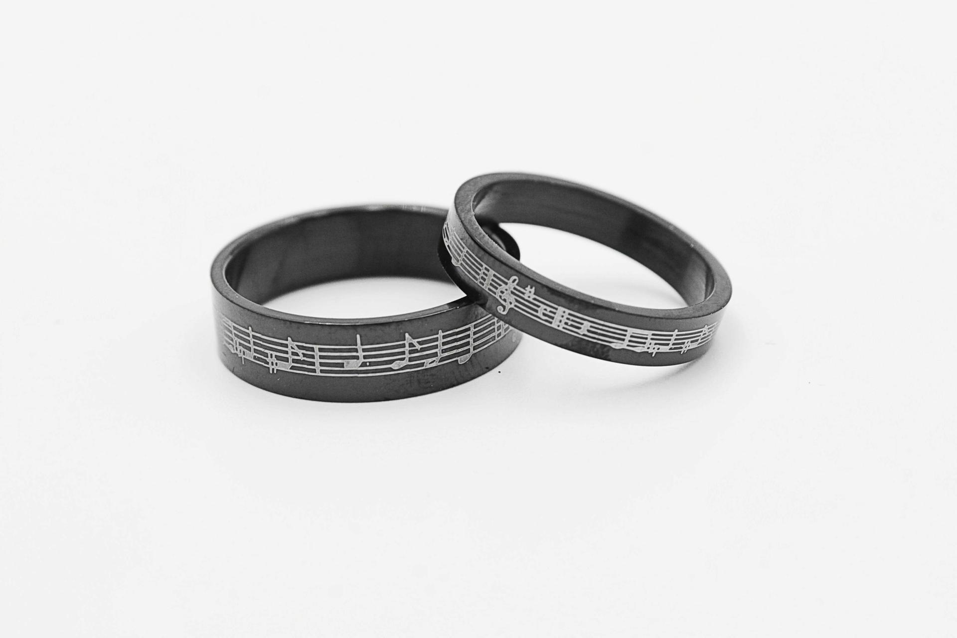 Music Ring - Romantic Black Stainless Steel Music band rings