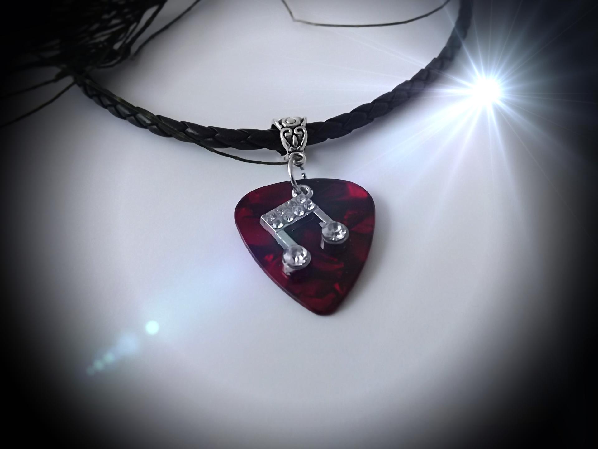 Guitar Pick Necklace with Music Note Charm -Customisable