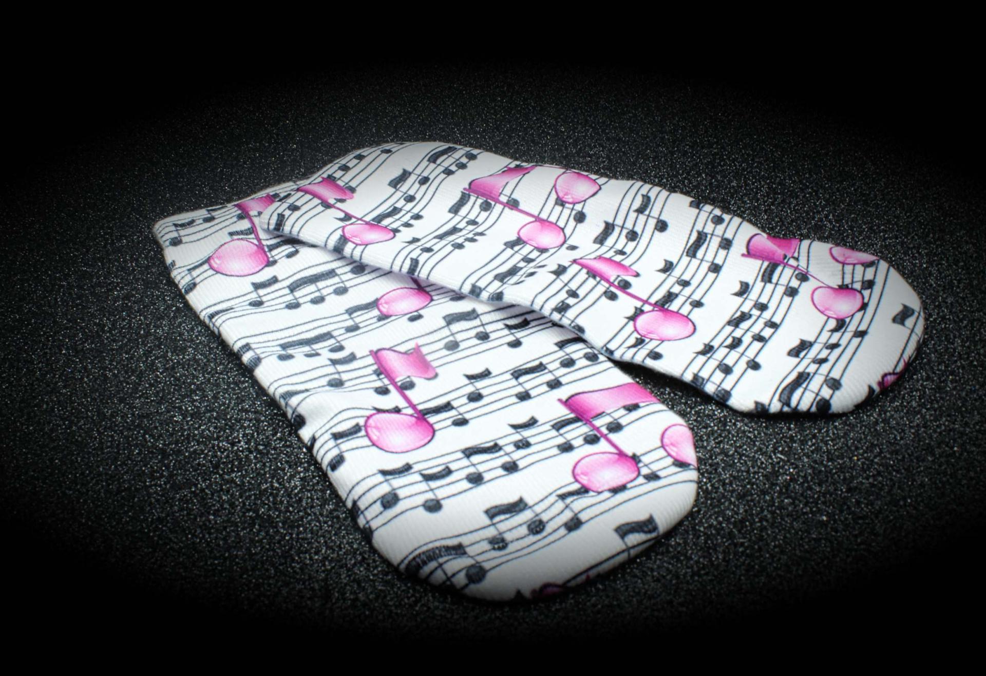 socks with a music note theme