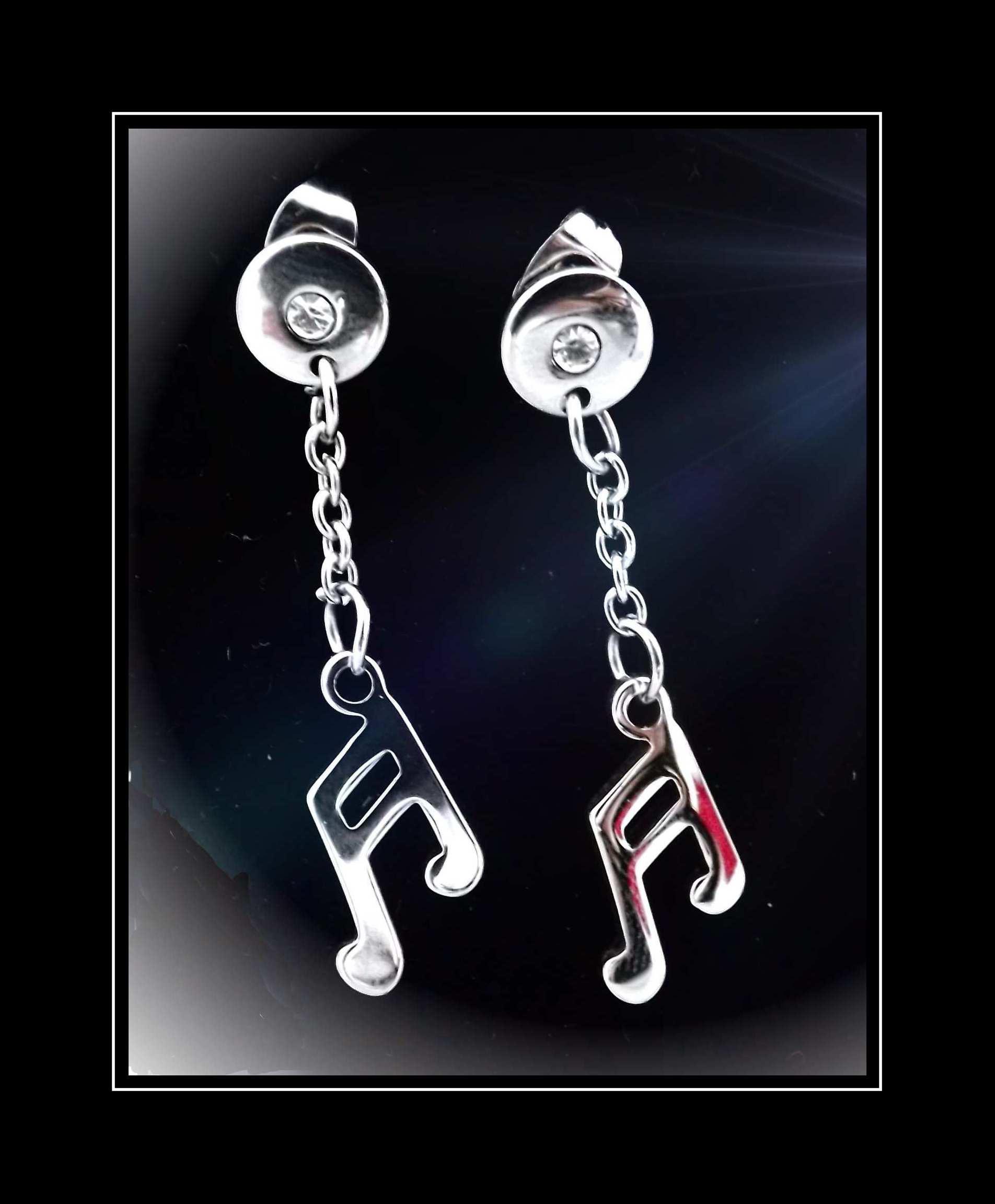 Musical Single Note Bar Long Drop Stud Earrings