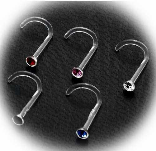 Bioplastic Body Jewelry Gem Nose Stud 20 Gauge -Choice of Colour