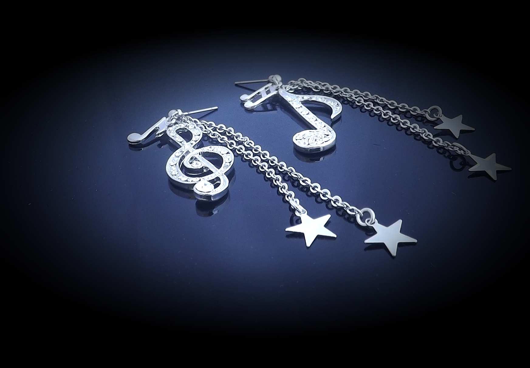 Note and Clef with stars dangle earrings