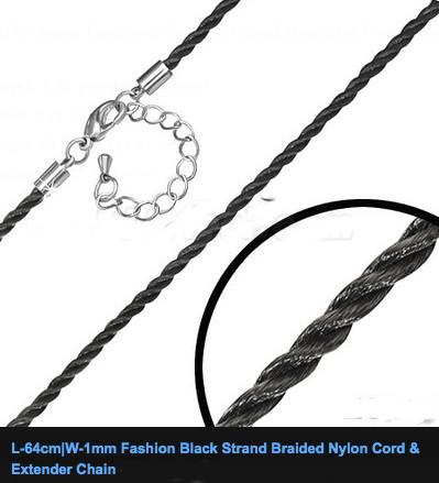 64cm Braided Nylon Cord With Extender Chain.