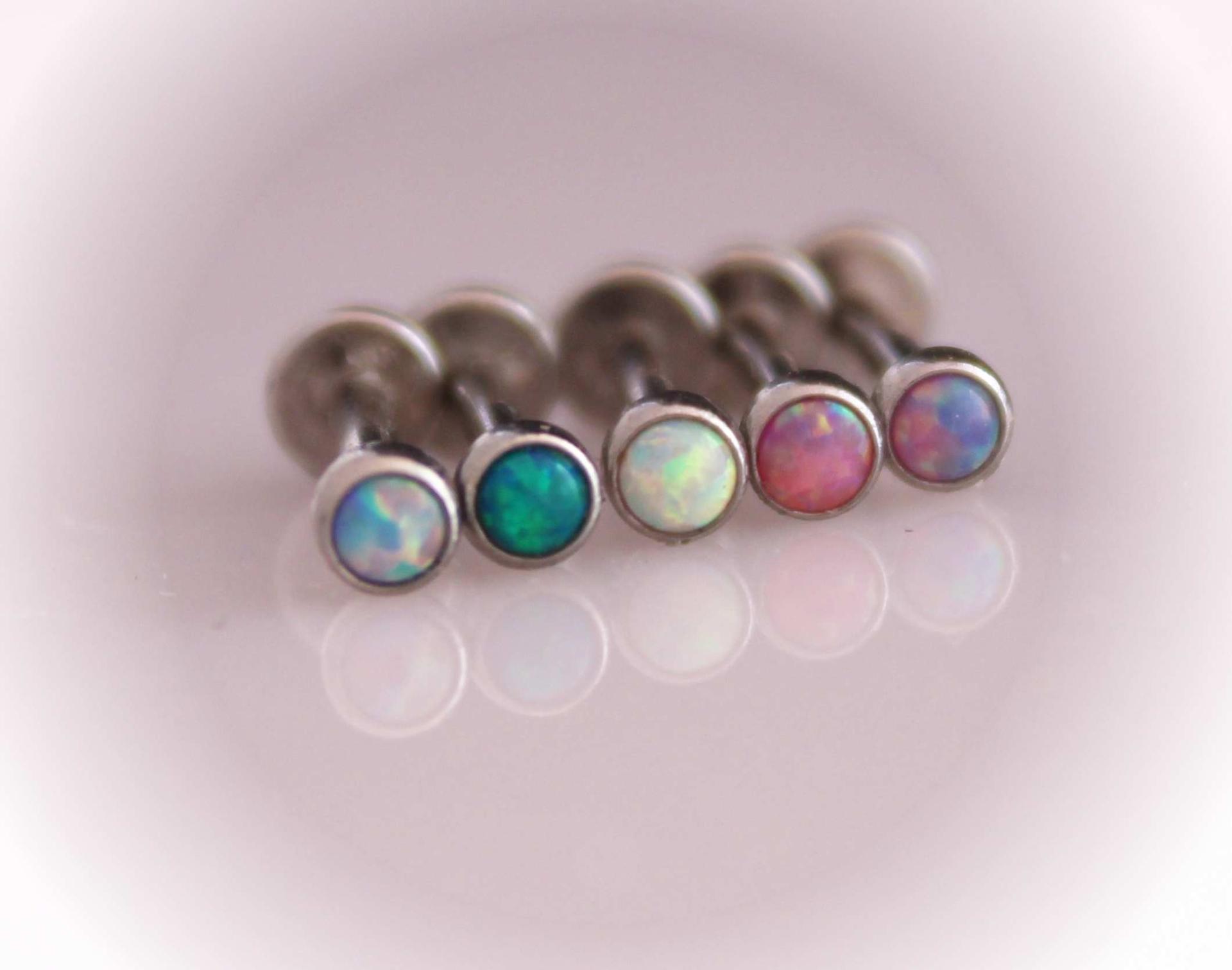 Opal Labret Studs - Body Jewellery 16G - Choice of Opal Colour
