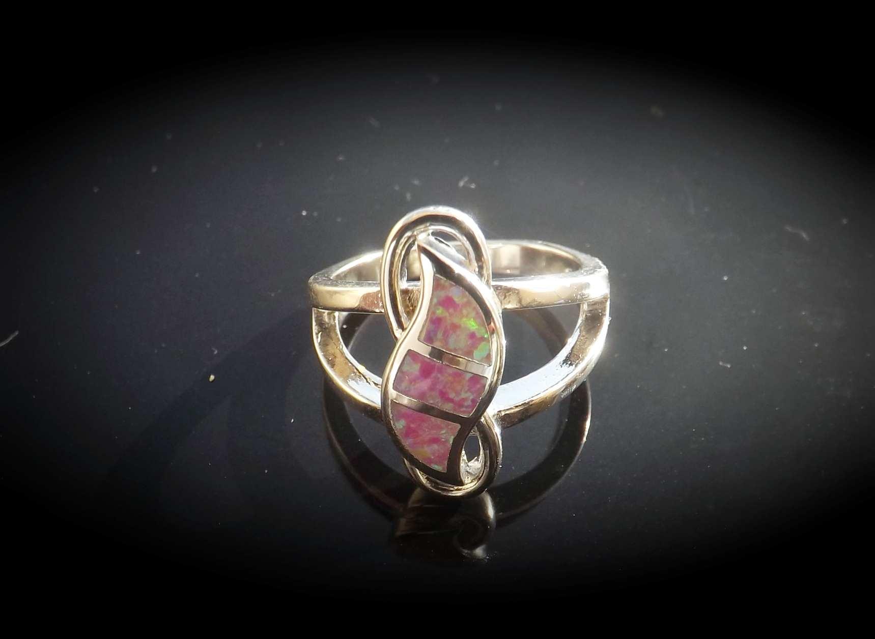 Pink Opal Ring - Unique Design