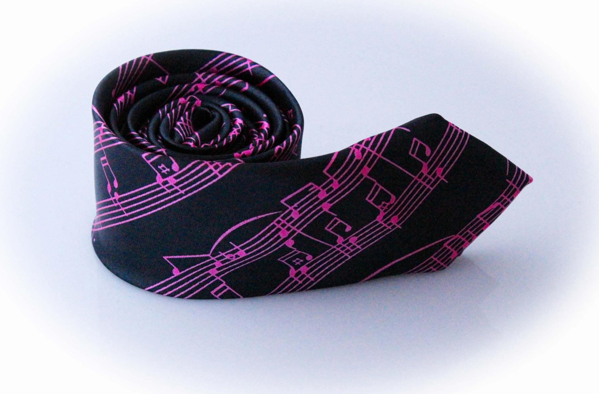 Music Note Score Tie Pink & Black