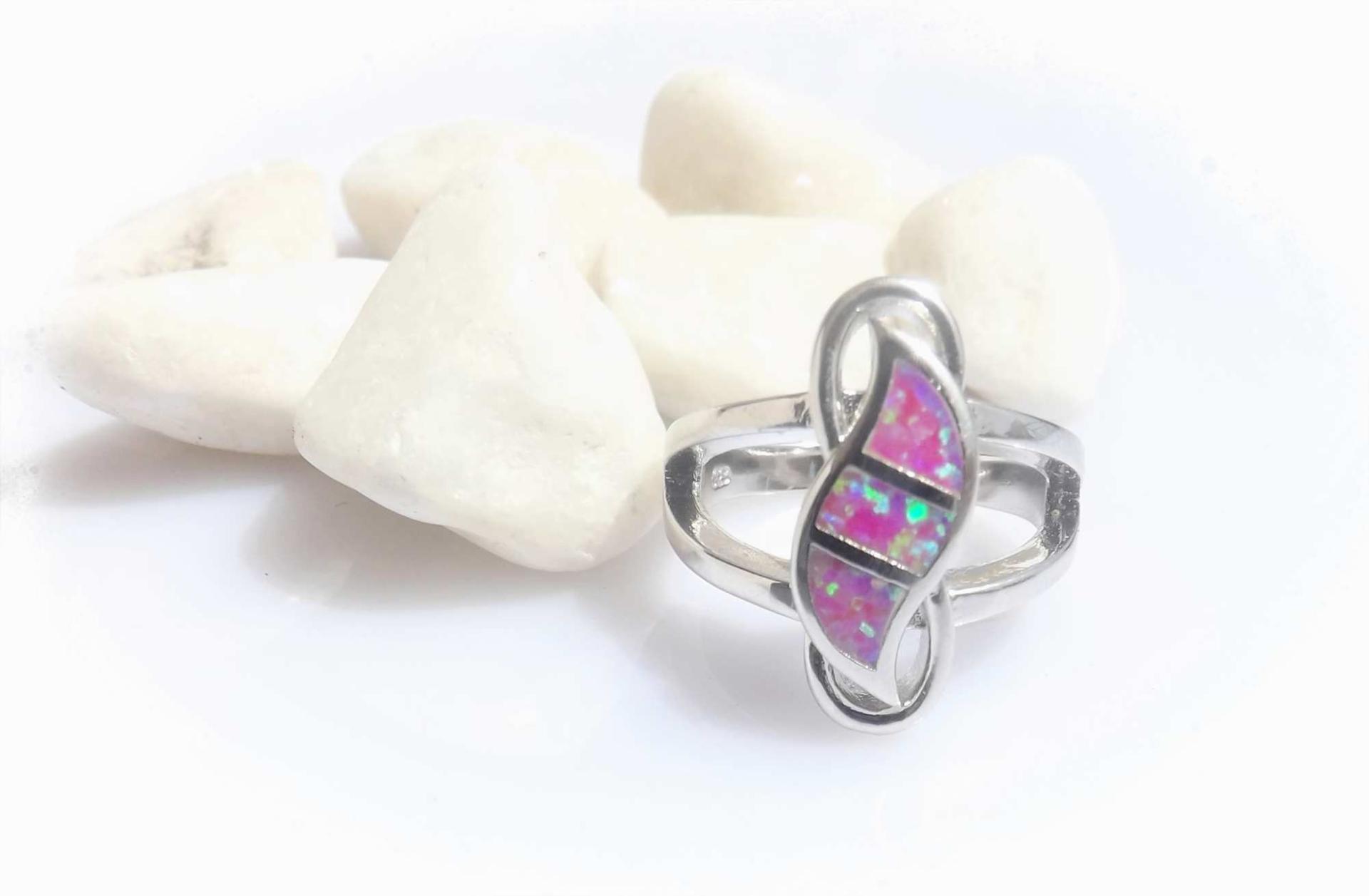 Pink Opal Ring - Unique Design