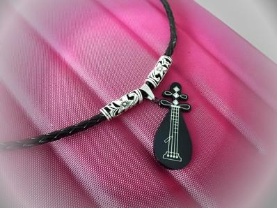 Pipa Chinese Guitar Pendant In Stainless Steel