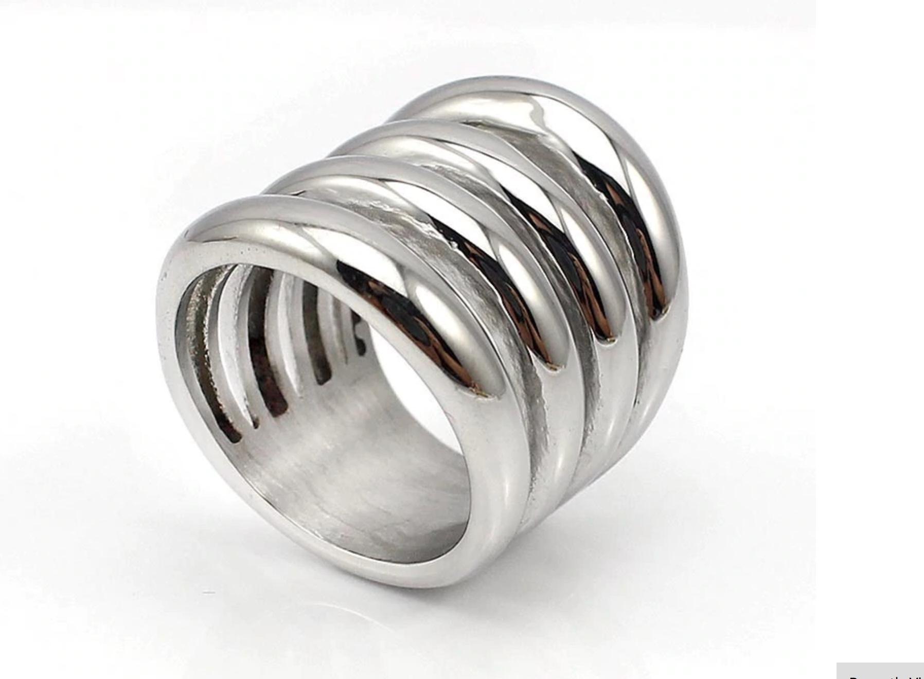 Wide Punk Style Statement Ring Stainless Steel