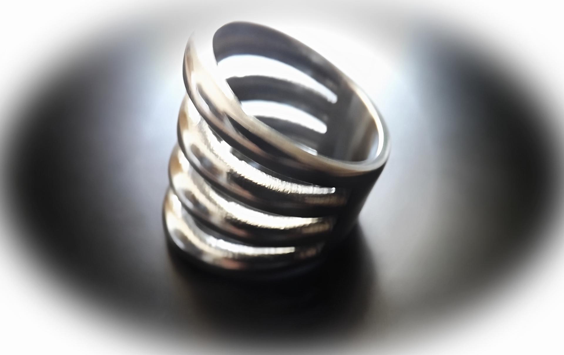 Wide Punk Style Statement Ring - Stainless Steel