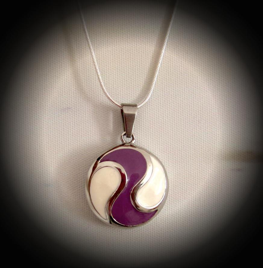 Purple and White Circle Charm Pendant - Purple Haze