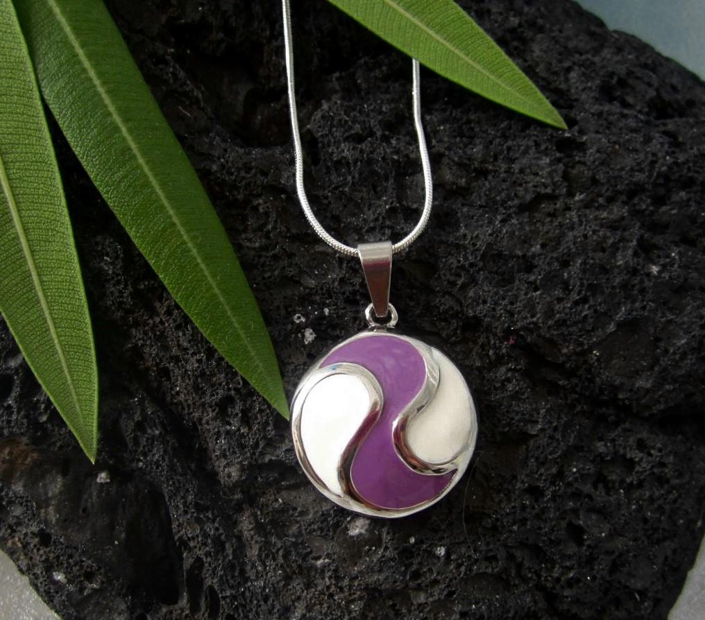 Purple and White Circle Charm Pendant - Purple Haze