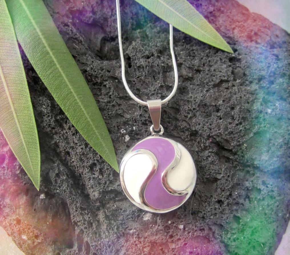 Purple and White Circle Charm Pendant