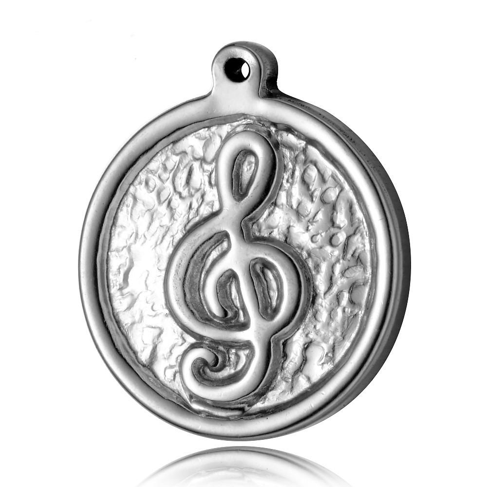 Stainless Steel Circle Treble Clef Leather Choker