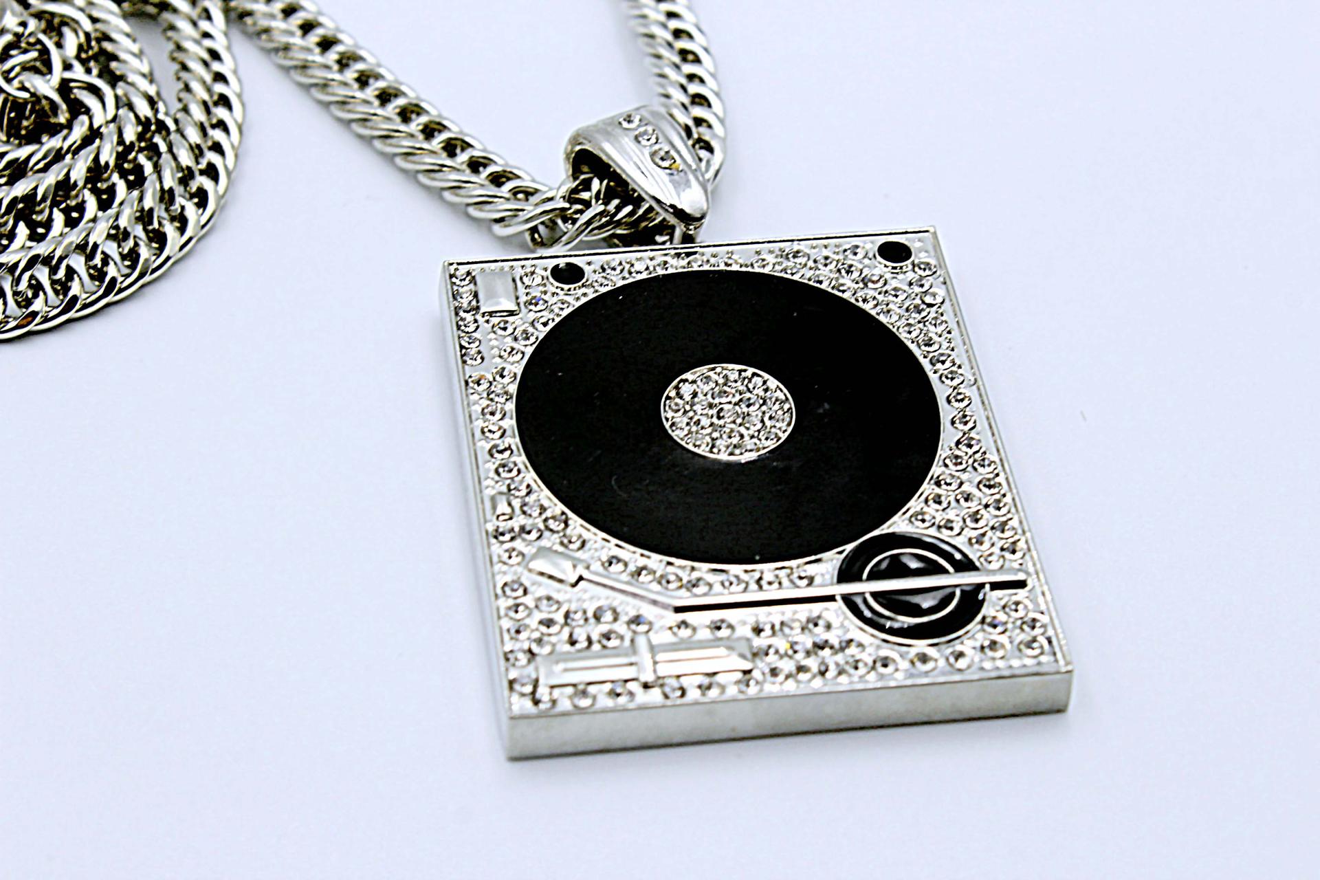 Hip Hop Iced Out Record Deck Heavy Pendant