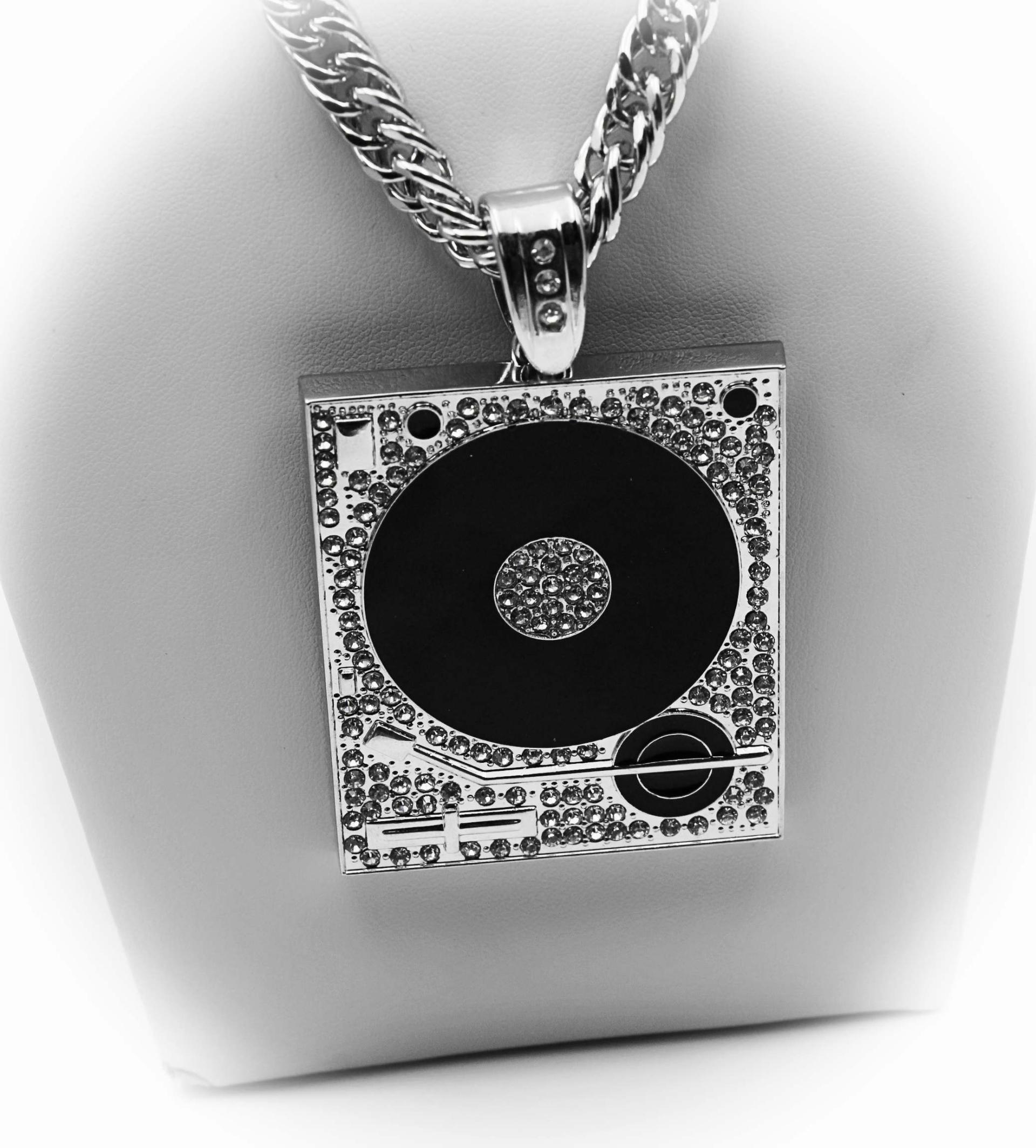 Hip Hop Iced Out Record Deck Heavy Pendant