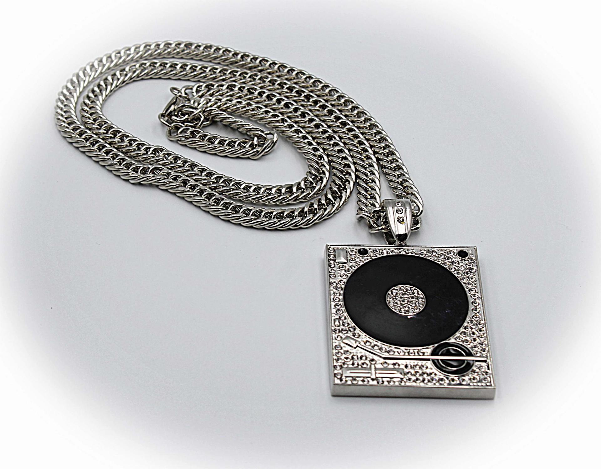 Hip Hop Iced Out Record Deck Heavy Pendant