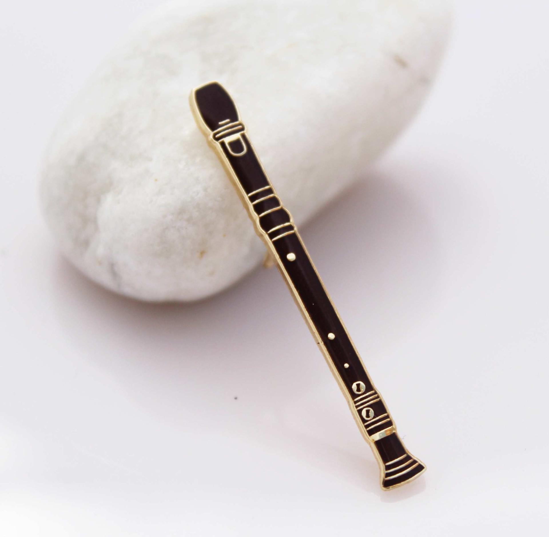 Recorder Musical Instrument Pin Badge