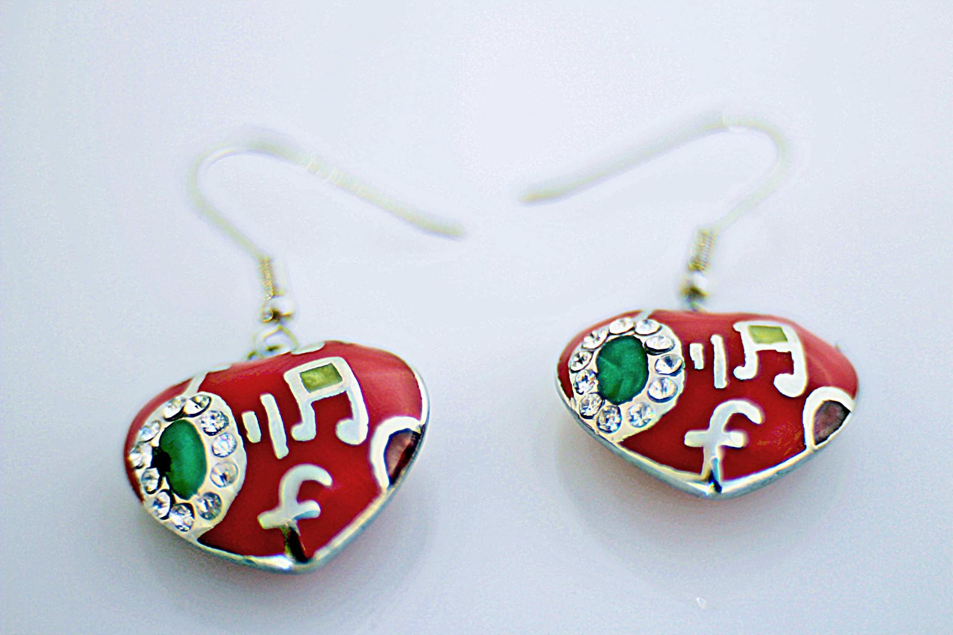 Music Note Red Enamel Earrings