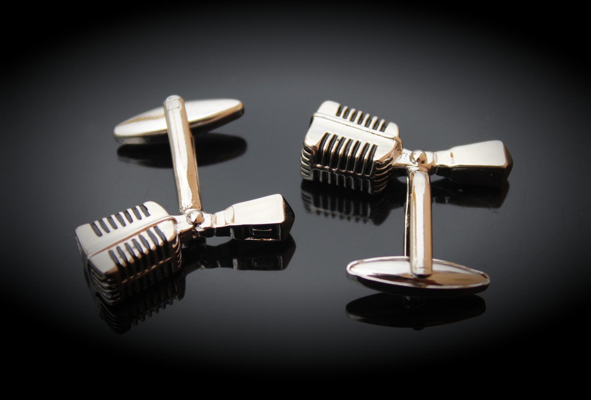 Reslo Microphone Cufflinks in Stainless Steel