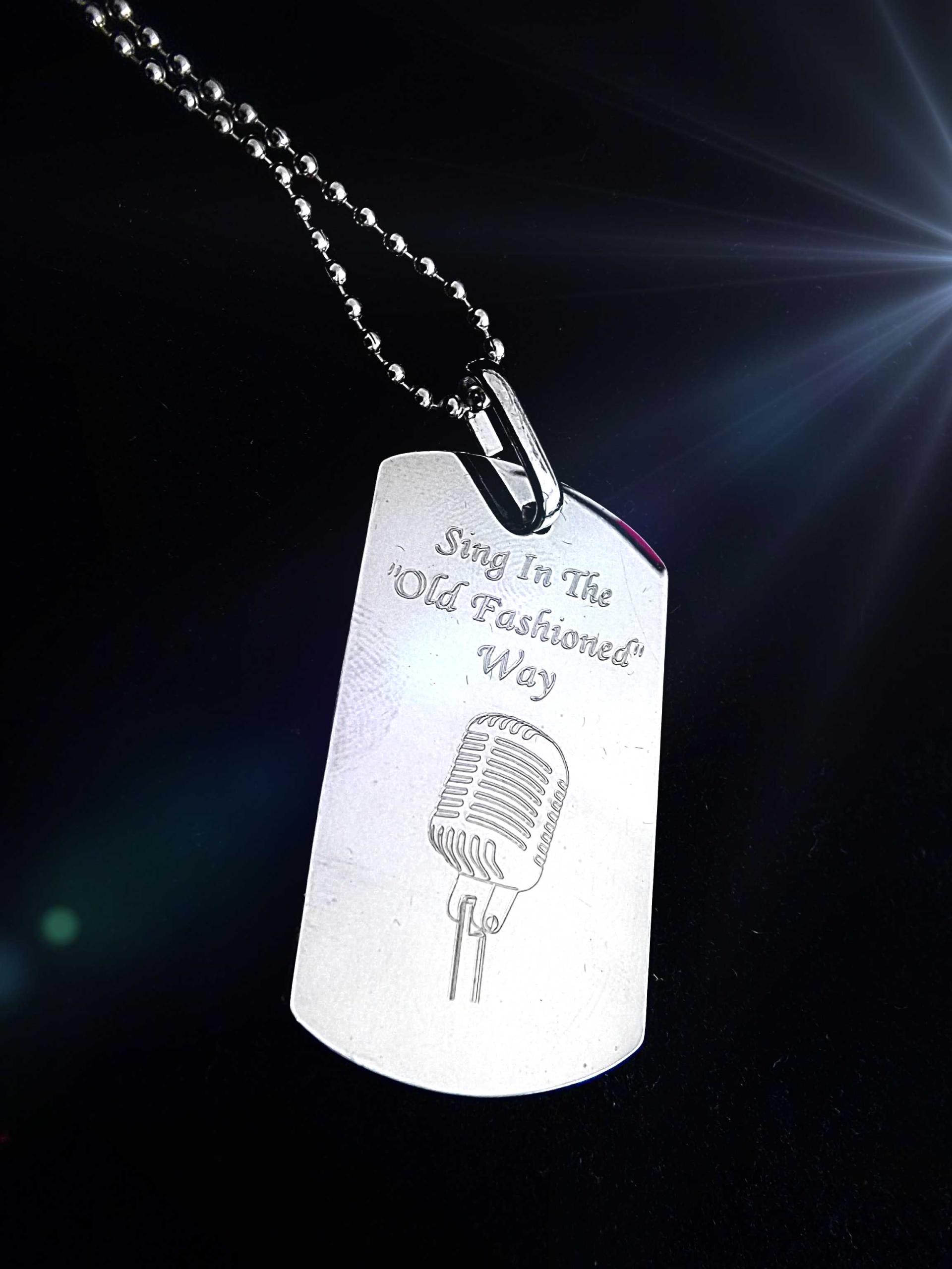 Chrome Tag Pendants with Microphones