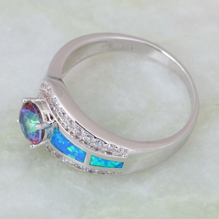 Blue Rainbow Mystic Topaz Opal 925 Sterling Silver Ring - Size 8