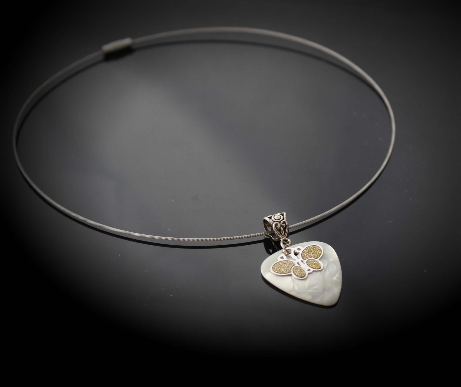 Guitar Pick with Sandblasted Butterfly Charm slimline style