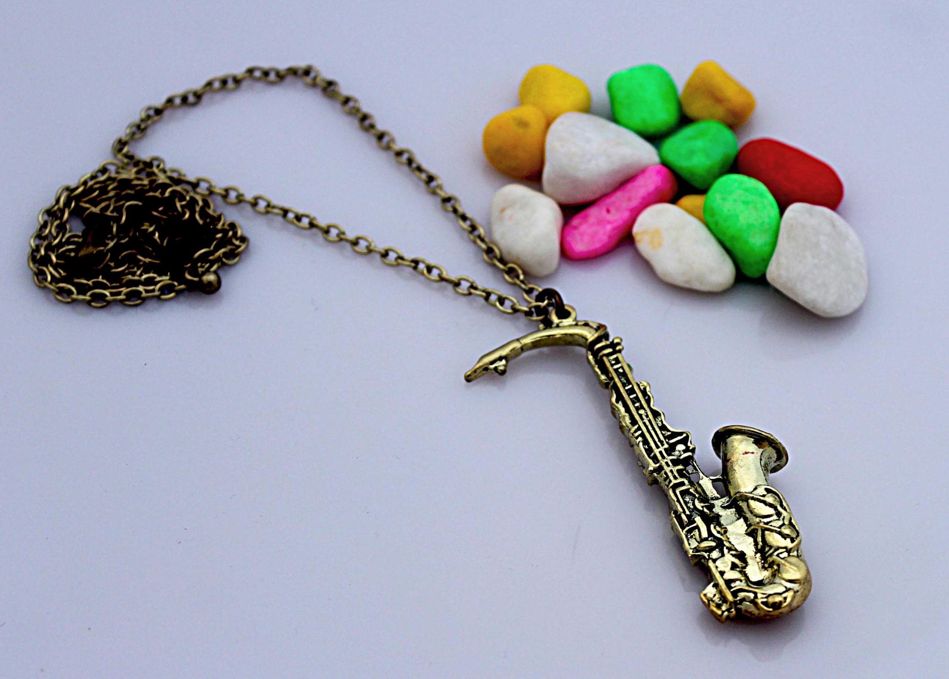 Saxophone Necklace Vintage Style