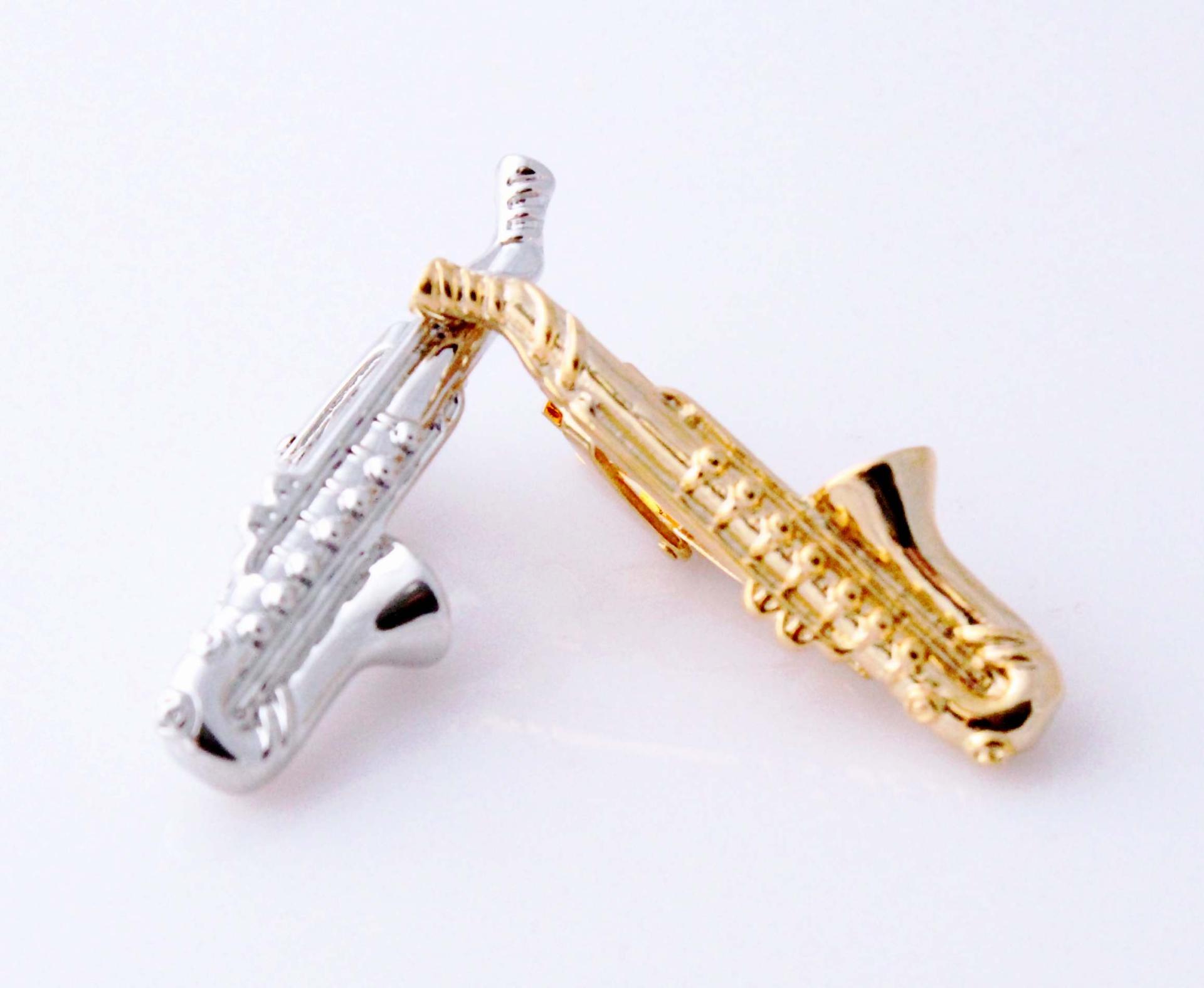 Saxophone Tie Bar Silver