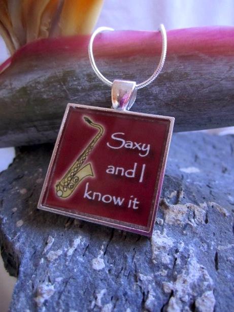 Saxy & I Know It - Funky Red Resin Pendant