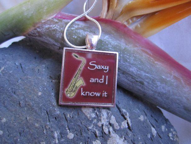 Saxy & I Know It - Funky Red Resin Pendant