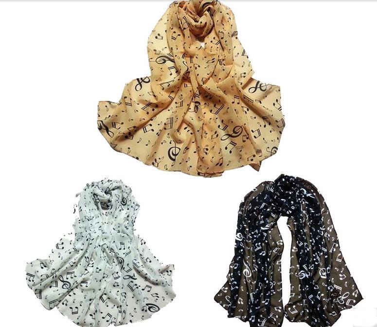 Ladies Musical Note Chiffon Neck Scarf