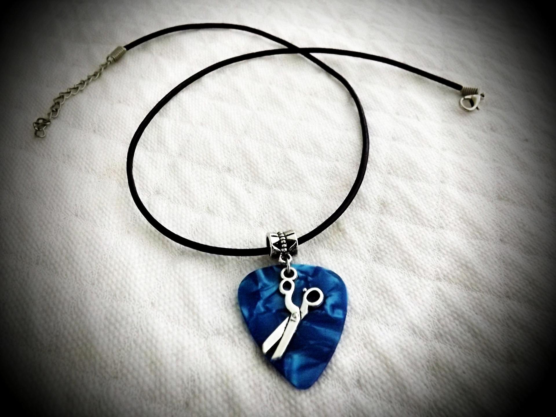 Guitar Pick necklace with Scissors