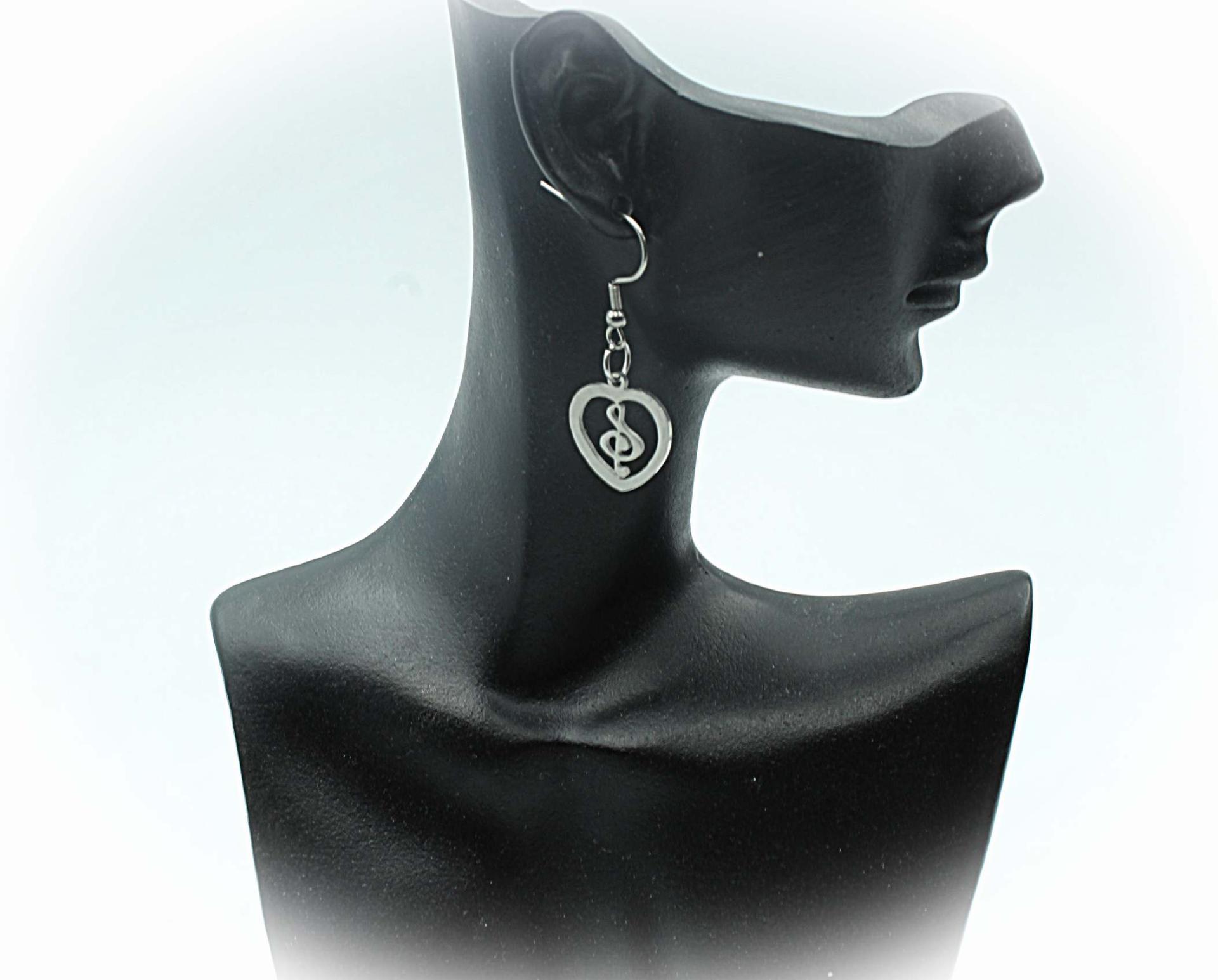 Treble Clef Heart Earrings