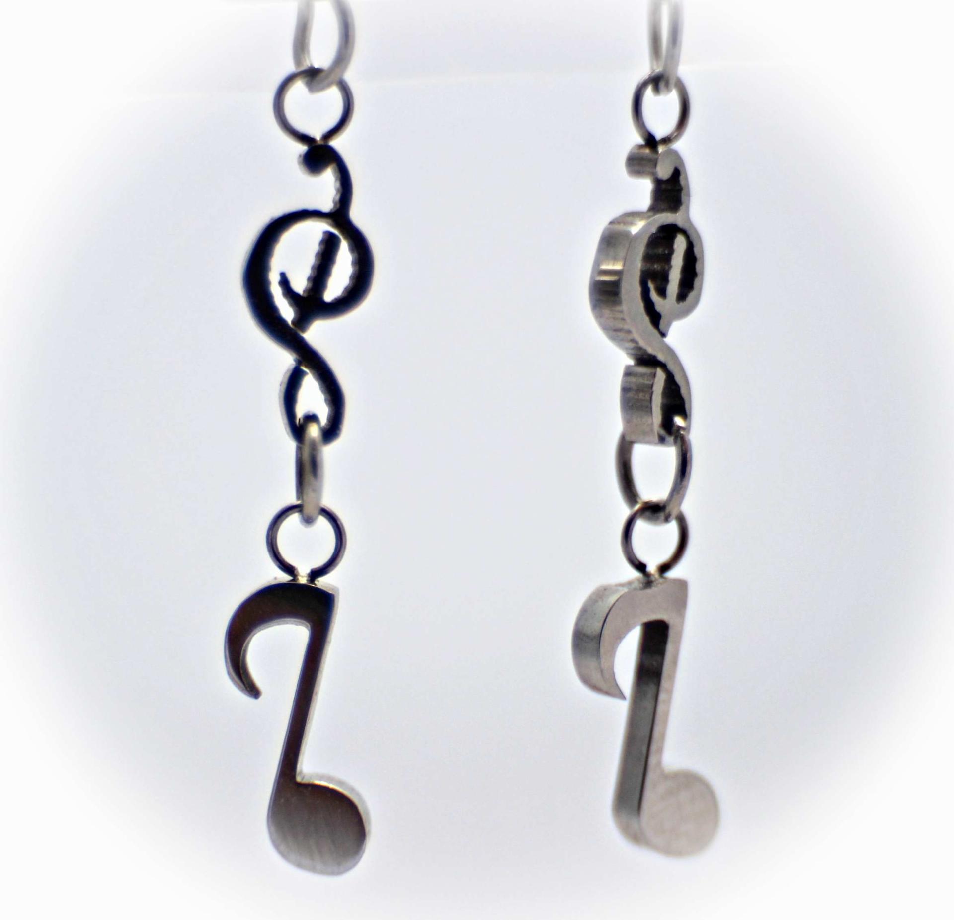 Musical Treble Clef Note Long Drop Stud Earrings