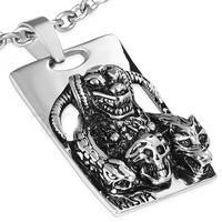 Wolf Skull Snake Rasta Tag Biker Pendant