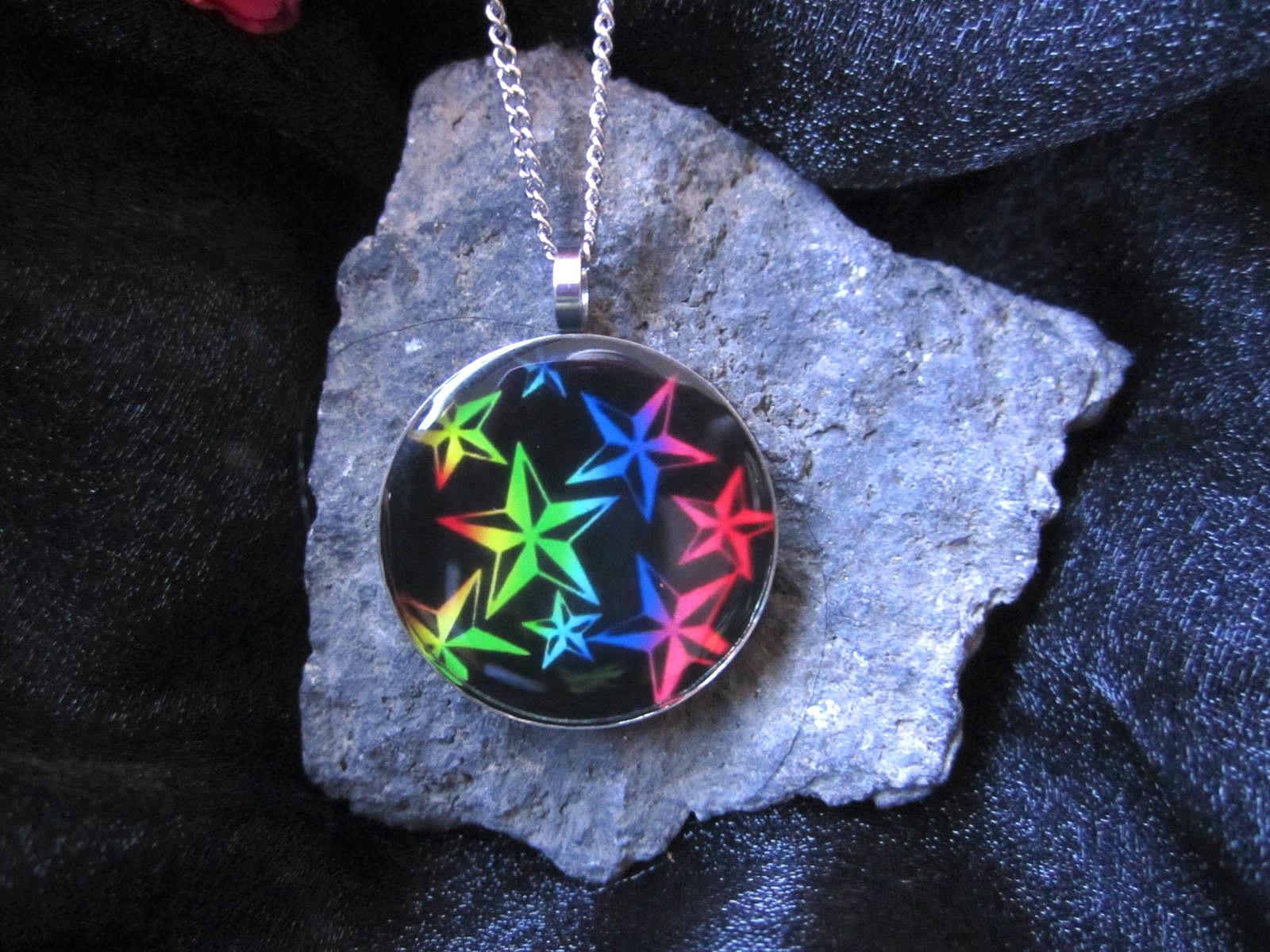 "Stars" Stainless Steel Circle Pendant