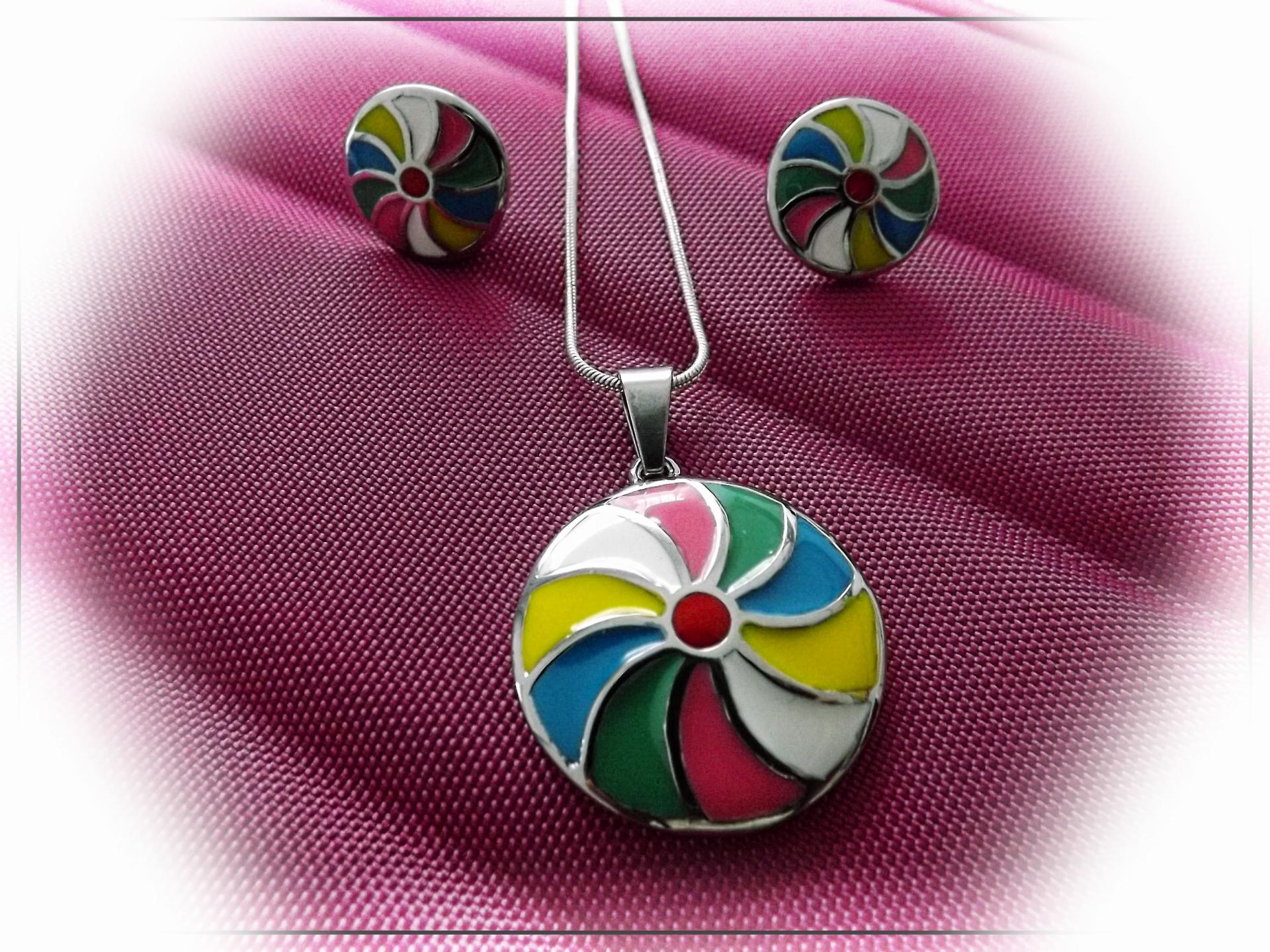Technicolor Pendant and Earring Set - Choice of 2 Designs