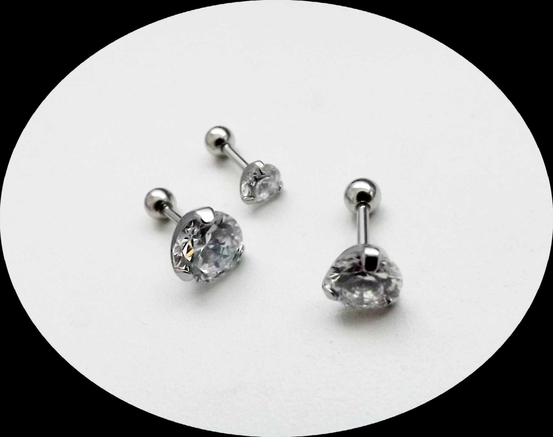 Tragus Surgical Steel Crystal Earrings