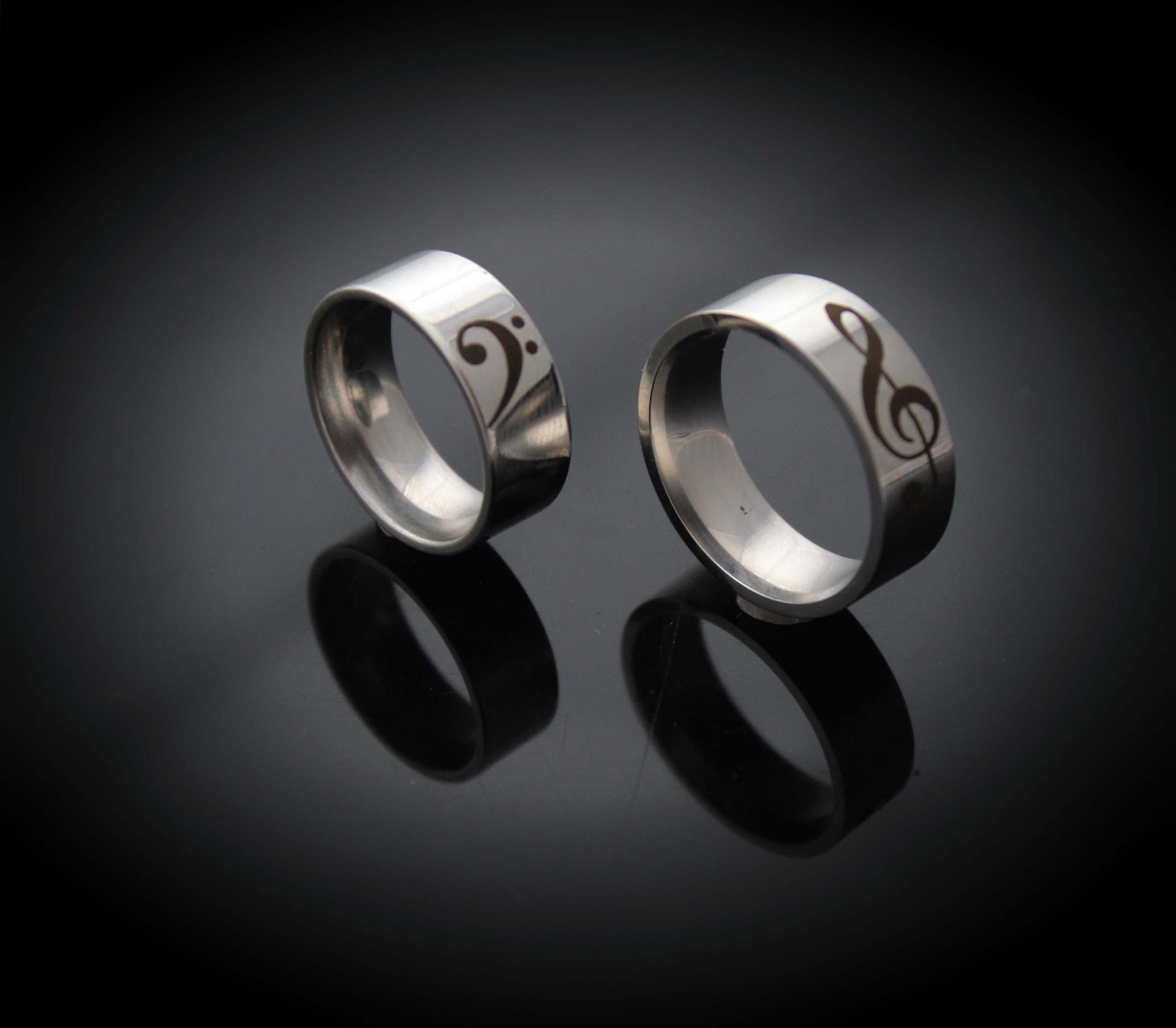 Bass and Treble Clef Stainless Steel Ring