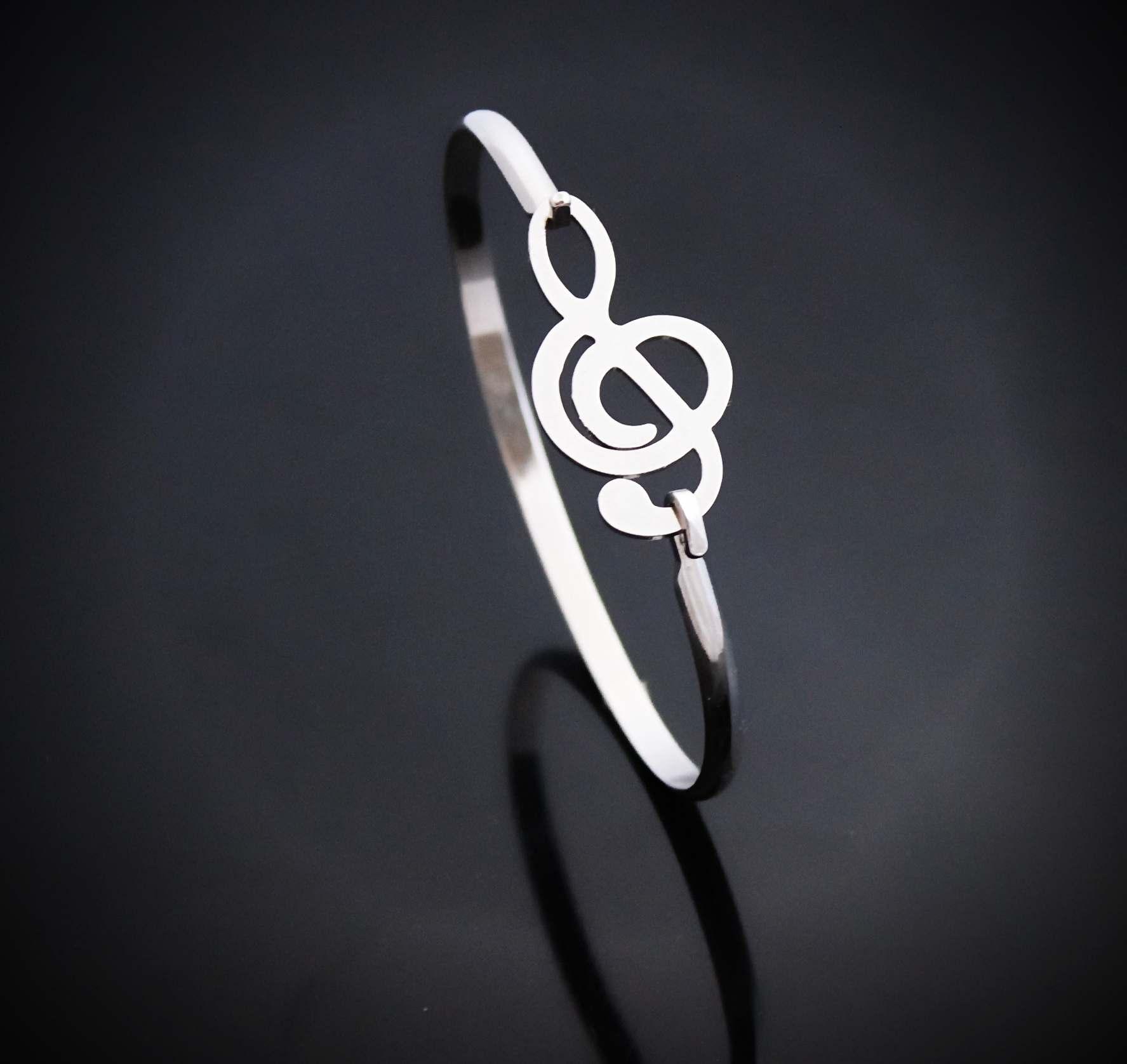 Treble Clef Stainless Steel Bangle