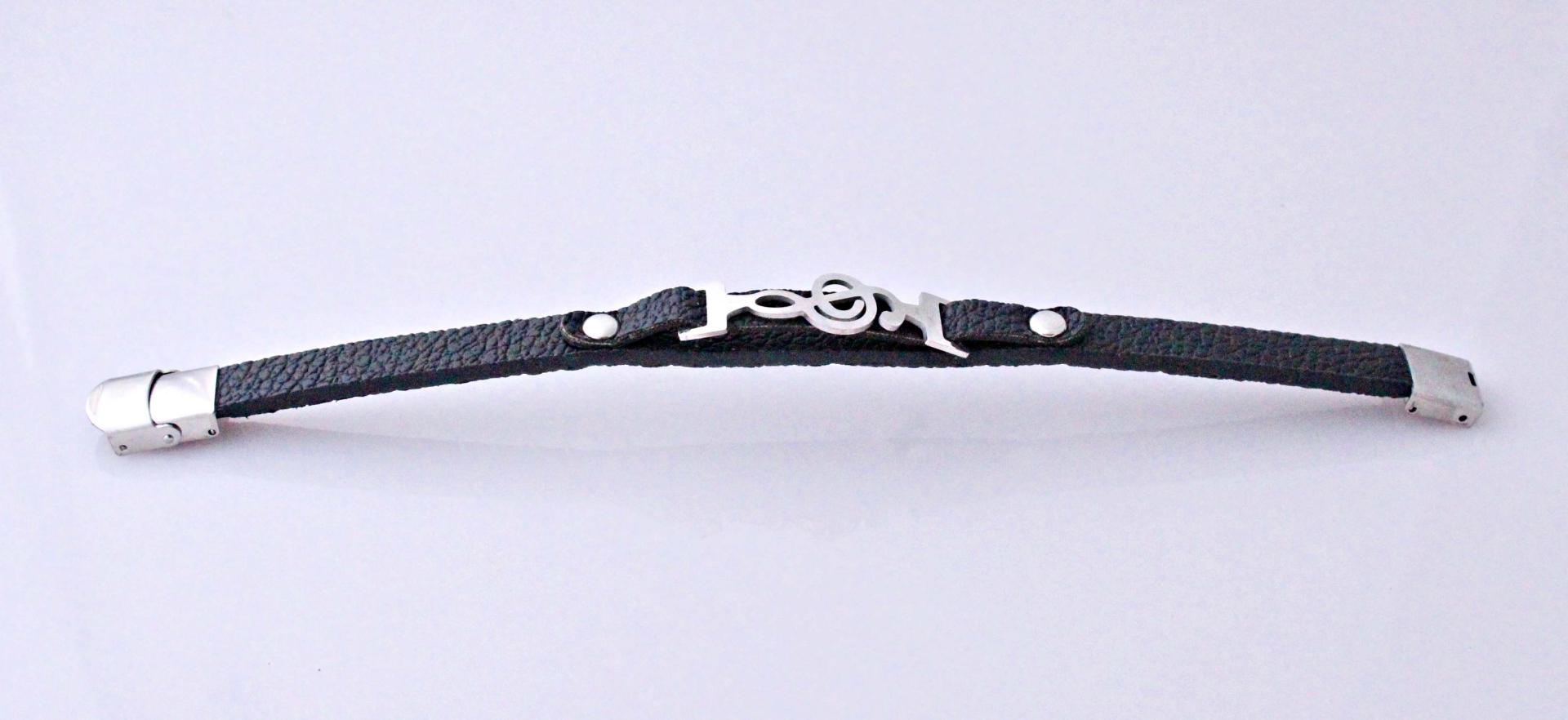 Treble Clef Connector Leather Bracelet