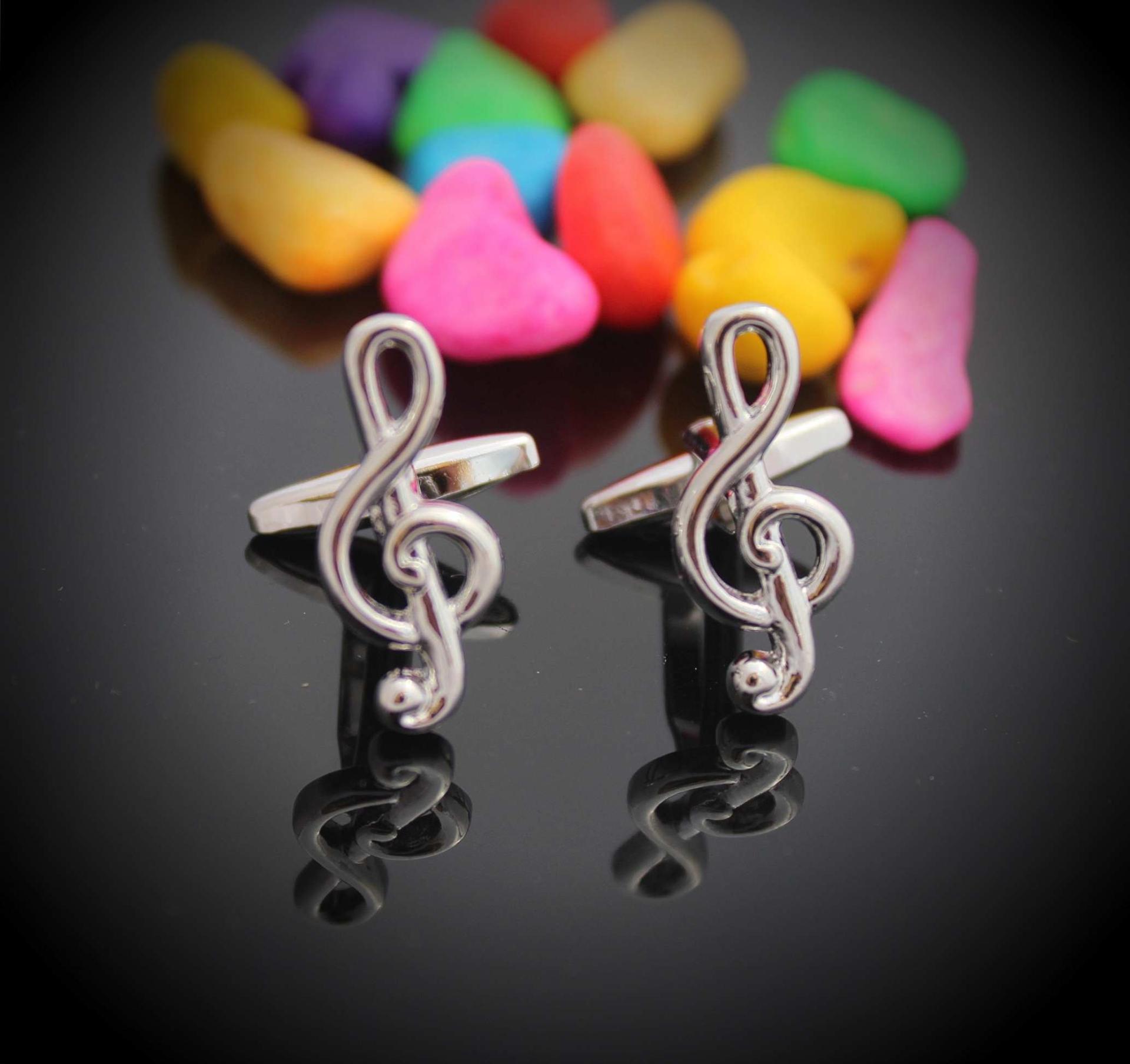 Music Note - Treble Clef Cufflinks - Stainless Steel