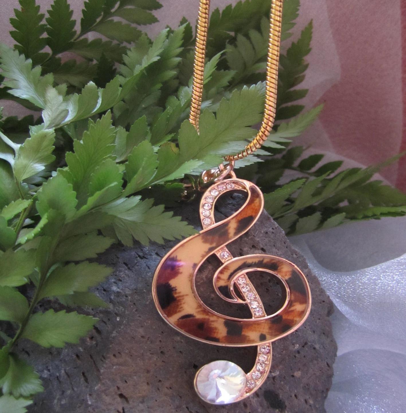 Treble Clef Leopard Necklace