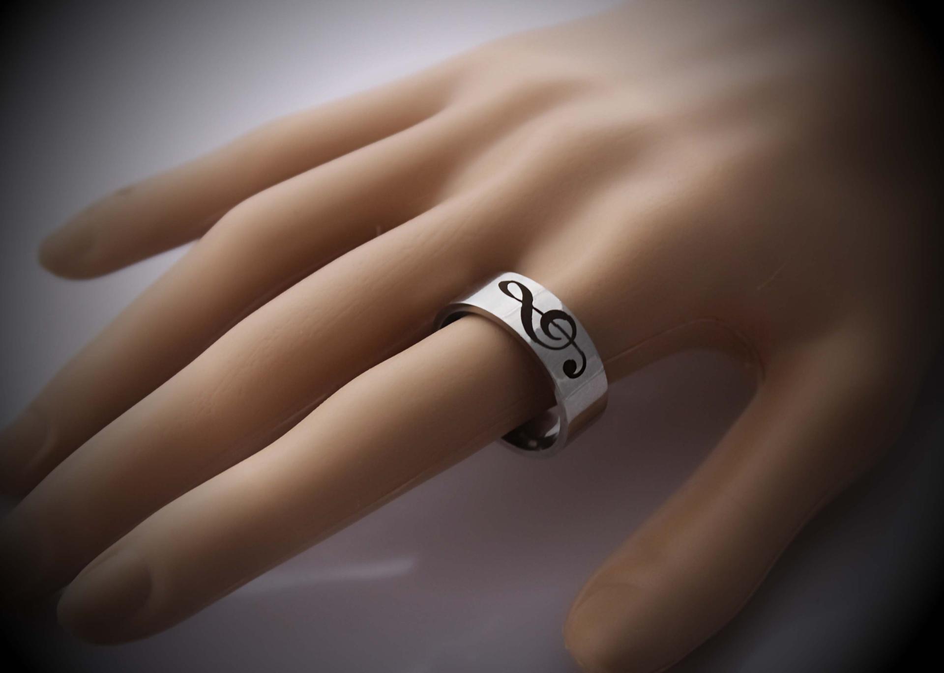 Bass and Treble Clef Stainless Steel Ring