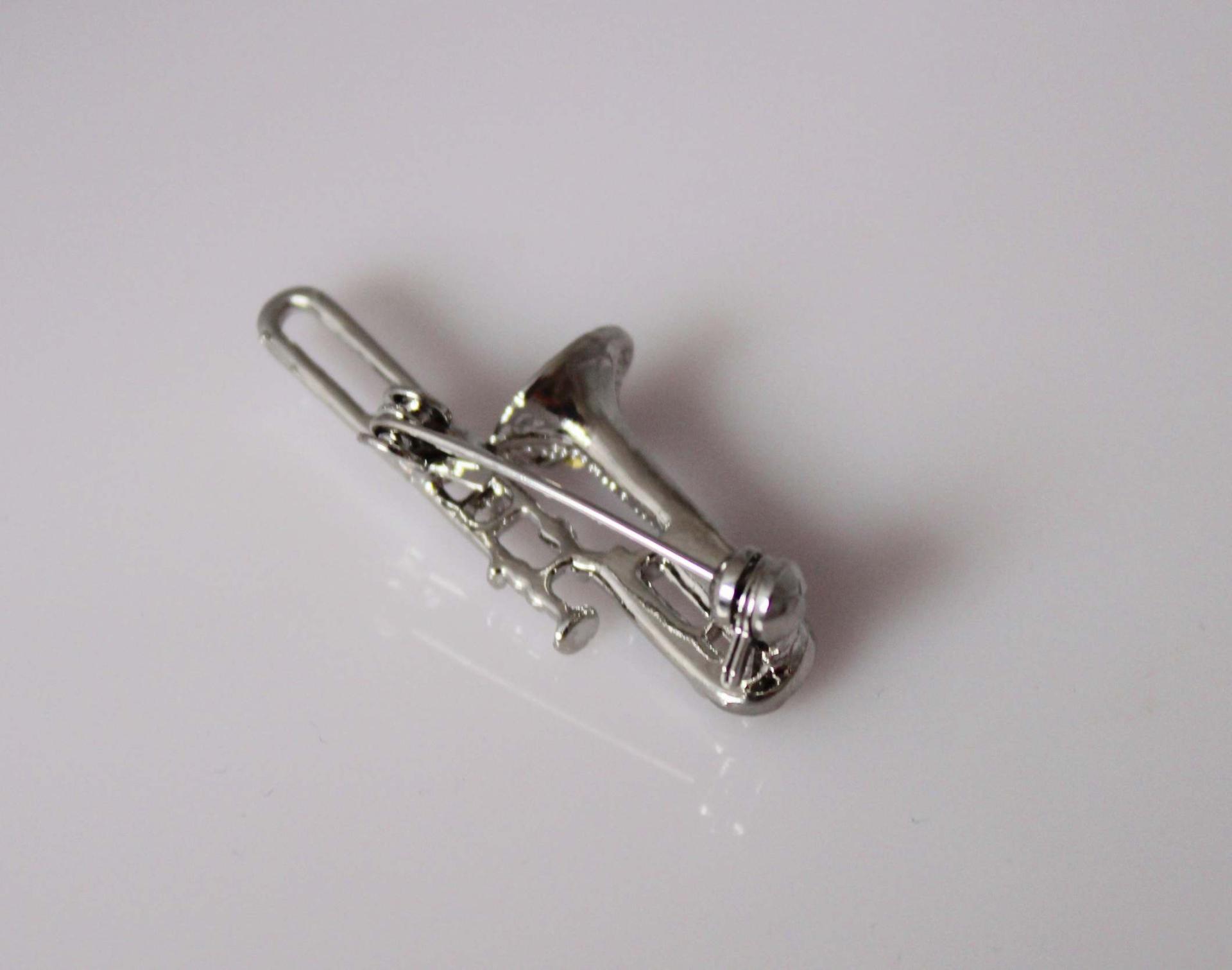 Trombone Crystal Pin Brooch