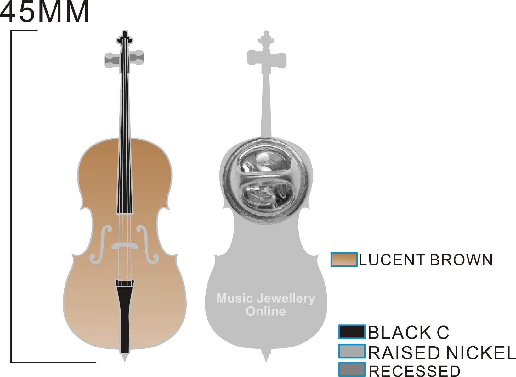 Cello pin badge from Music Jewellery Online